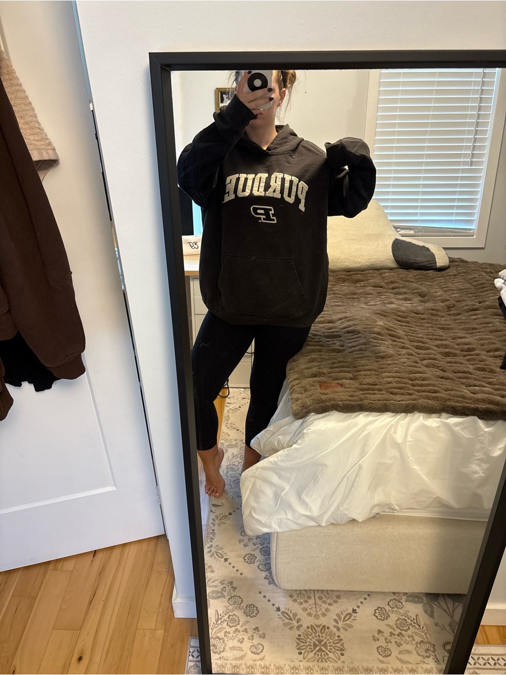 Vintage Purdue Black Graphic Hoodie - Oversized Sweatshirt